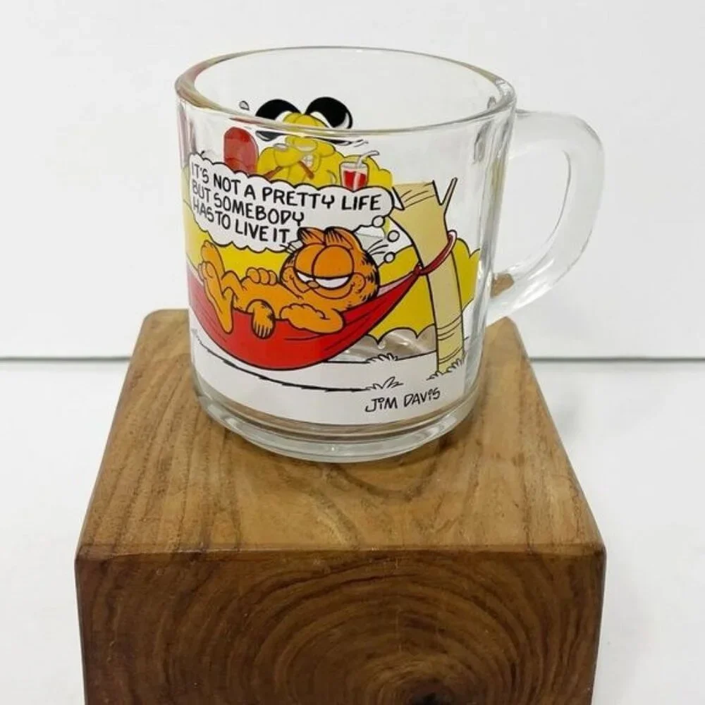 Vintage McDonalds Garfield & Friends Glass Mug 1978 By Anchor Hocking